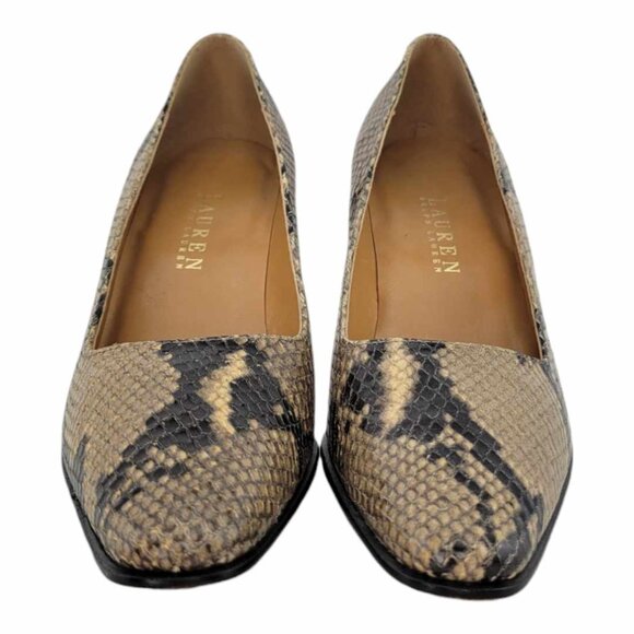 Lauren Ralph Lauren Snake Embossed Leather Pumps Women's Sz 7b - Picture 9 of 11
